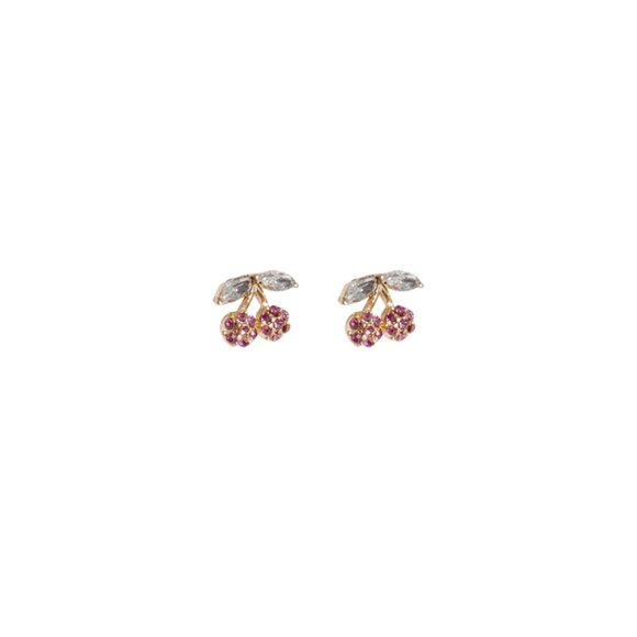 💙💕Last one Cherry Rhinestone Stud Earrings - Picture 3 of 10